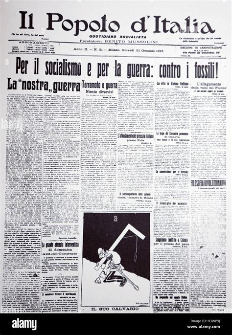 Cover Of The Italian Newspaper Il Popolo Ditalia With The Headline