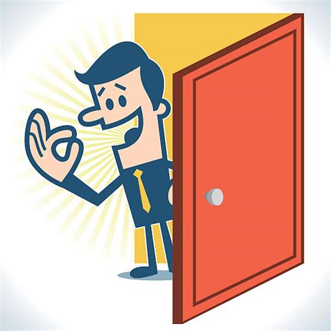 Royalty Free Man Opening Door Clip Art Vector Images And Illustrations