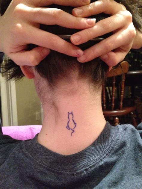 Cat Tattoo On The Back Of The Neck But A Different Cat