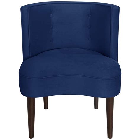 Navy blue velvet relax sofa chair for wedding in gold stainless steel base. Curve Ball Velvet Navy Blue Fabric Armless Accent Chair ...