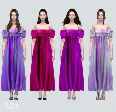 Puff Sleeves Os Long Dress At Marigold Sims 4 Updates