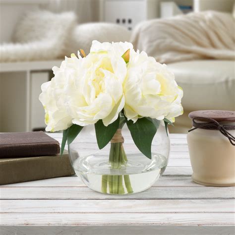 rose artificial floral arrangement with vase and faux water fake flowers for home dÃ©cor