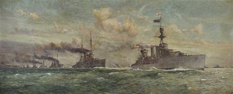 Hms Cardiff Leading The German High Seas Fleet To Surrender In The