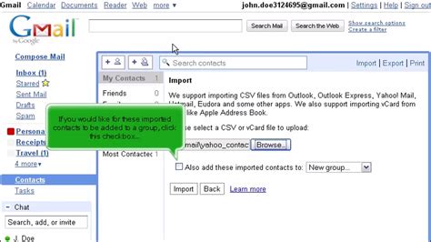 Gmail How To Import Contacts Into Gmail Youtube