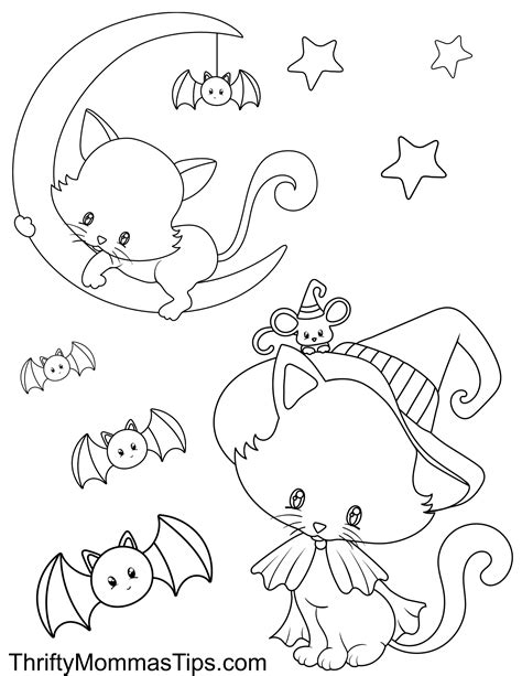 Halloween Cats Colouring Book 9 Pages Thrifty Mommas Tips