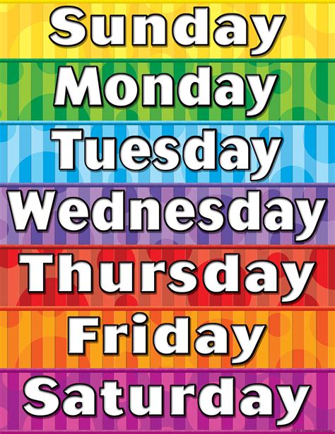 Free Printable Days Of The Week Poster Each Day Is Clearly Labeled