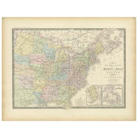 1846 Travellers Guide And Map Of The United States Antique Wall Map