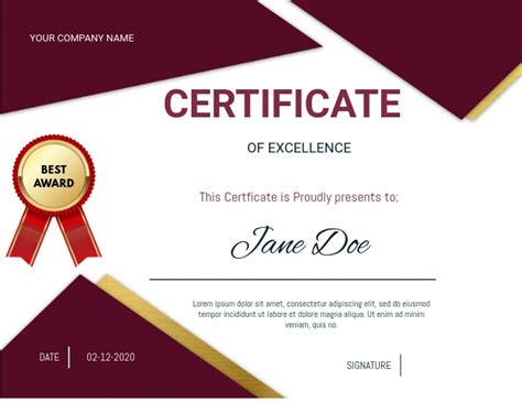 Copy Of Certificate Of Excellence Postermywall