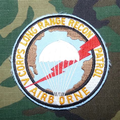 Vintage Us Army V Corps Lrrp Long Range Recon Patrol Airborne Patch 7