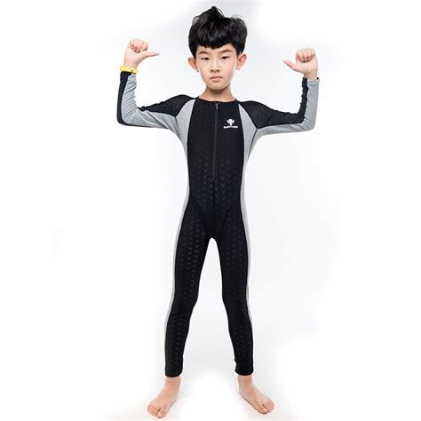 Hxby One Piece Swimsuit For Winter Long Sleeve Front Zipper Kids Boys