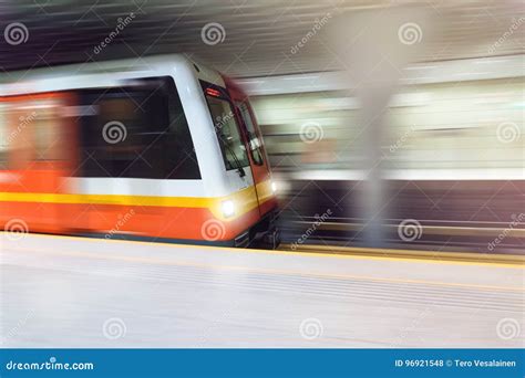 Subway Passing By Metro Platform Very Fast High Speed Train In