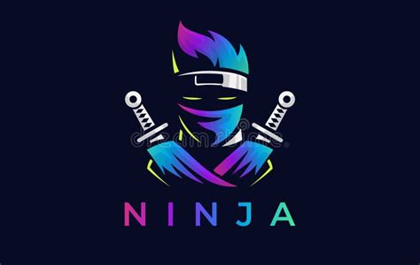 Ninja Colorful Logo With Swords Ninja Mascot Logo Stock Illustration