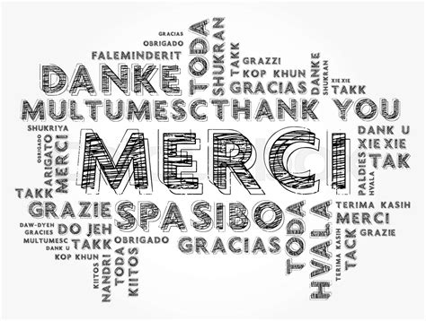 Merci Thank You In French Word Cloud In Different Languages Stock