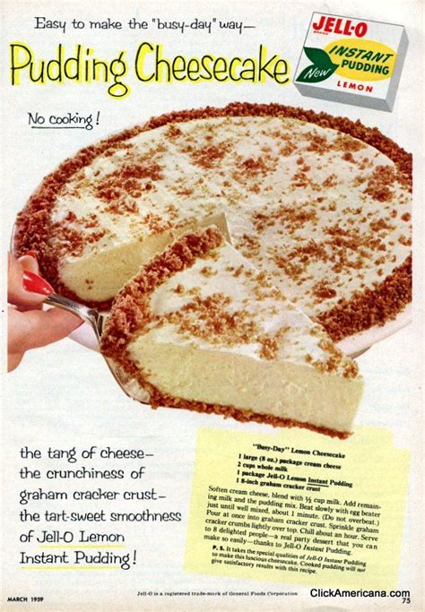 “busy Day” Lemon Cheesecake 1959 I Will Be Trying This With A Box Of Sugar Free Vanilla Or