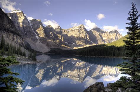 Body Of Water Surrounded By Trees And Mountain Moraine Lake Hd