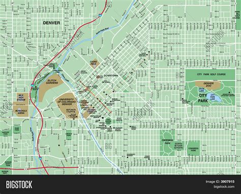Downtown Denver Colorado Map Image And Photo Bigstock
