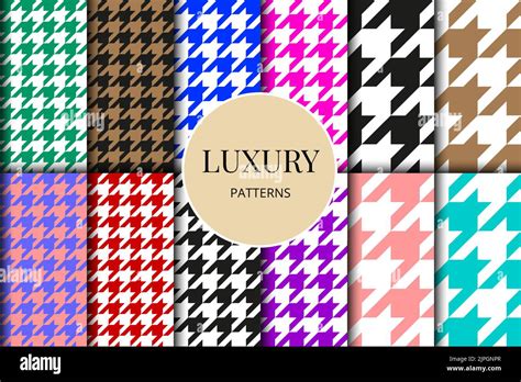 Houndstooth Patterns Set Fabric Background Classical Checkered