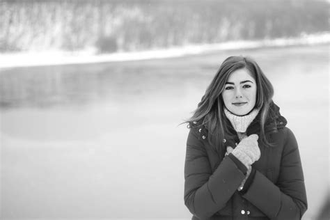 Free Images Snow Cold Black And White Girl Woman Cute River Model Fashion Lady