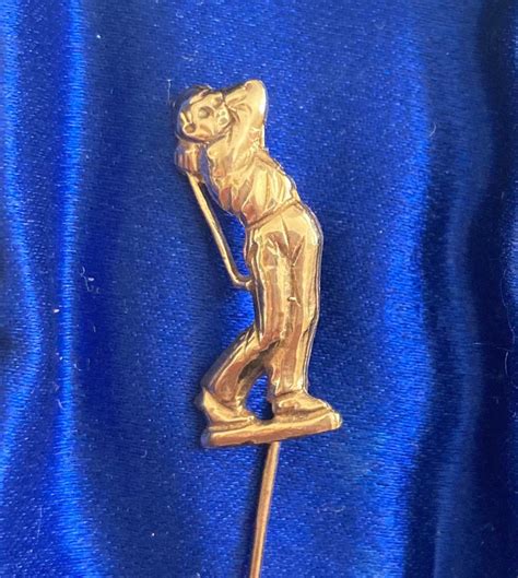 Solid 9ct Gold Golfers Mens Tie Pin Featuring A Golf Playing Etsy