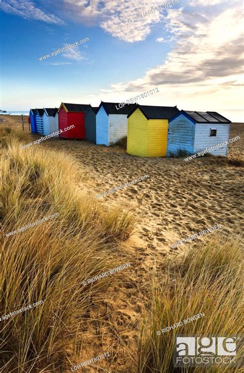 England Suffolk Southwold Beach Huts At Southwold Viewed From The