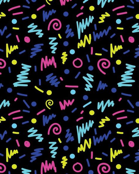Vicky 80s 90s Bright Neon Shapes Design Pattern Trendy Hipster