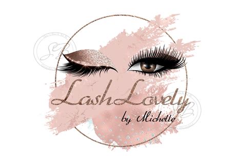 Custom Logo Lashes Logo Eyelash Logo Cosmetics Logo Rose Gold Heart