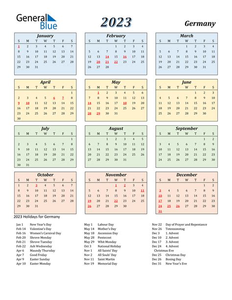 2023 Germany Calendar With Holidays Photos