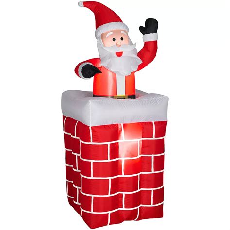 home accents holiday 6 ft inflatable lighted chimney top santa the home depot canada