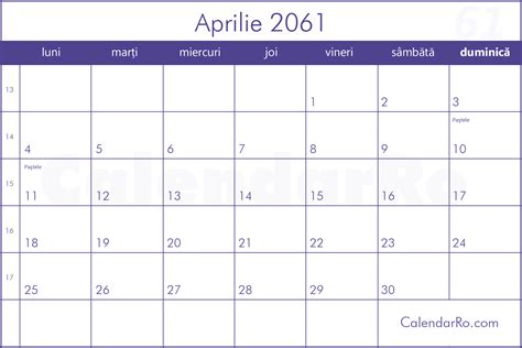 Calendar Aprilie 2061