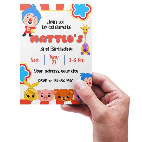 Birthday Invitation Plim Plim The Clown Printable Party Etsy