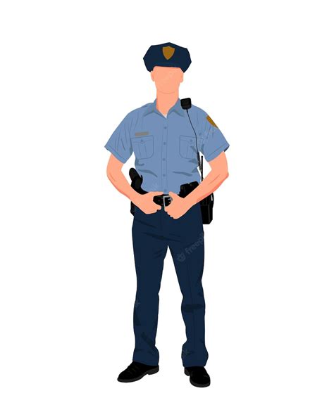 Premium Vector Male Police Officer Illustration Standing Policeman