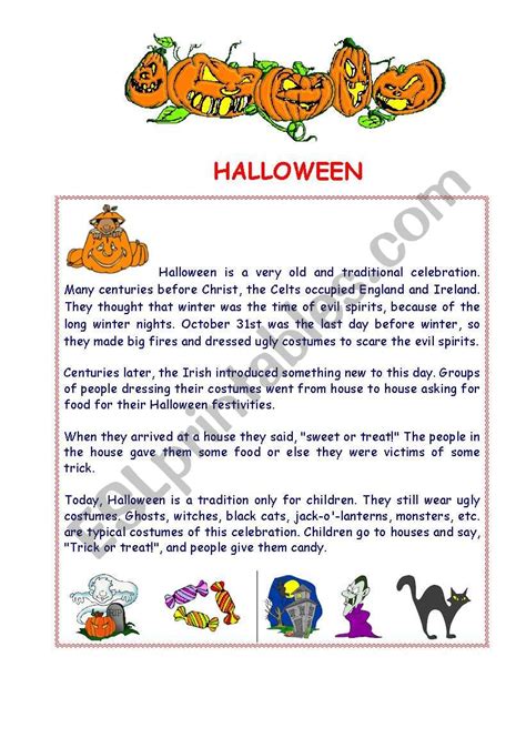 Halloween Reading And Activities Esl Worksheet By Venezababi