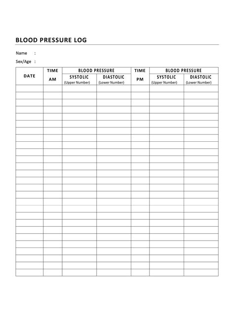 Blood Pressure Tracking Sheet Business Form Letter Template