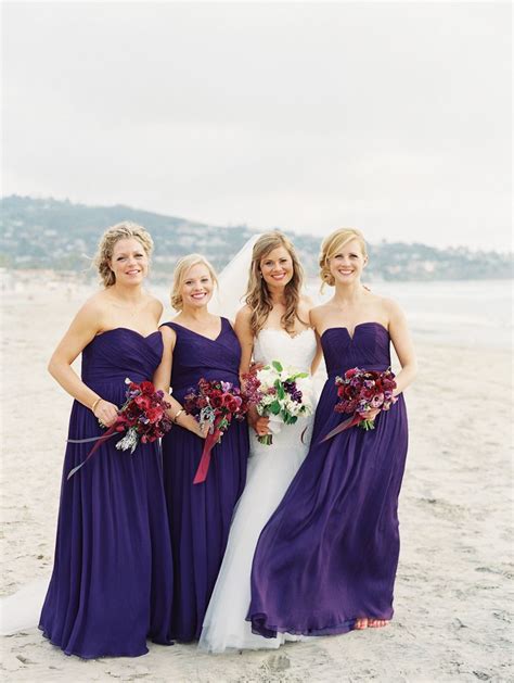 Lovely Pairing Purple Bridesmaid Dresses With Red And Purple Bouquets