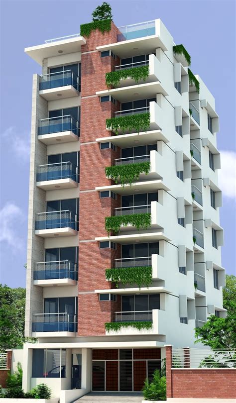 7 Storied Residential Building 3d View Facade Architecture Design
