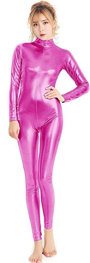 Speerise Womens Shiny Metallic Catsuit Long Sleeve Unitard