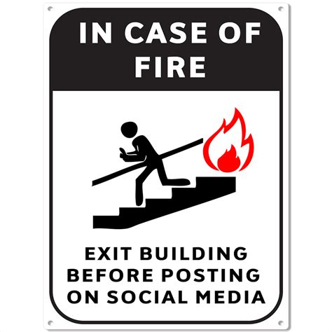 Fire Escape Social Media Metal Sign Funny Bar Game Room Wall Decor 12 X