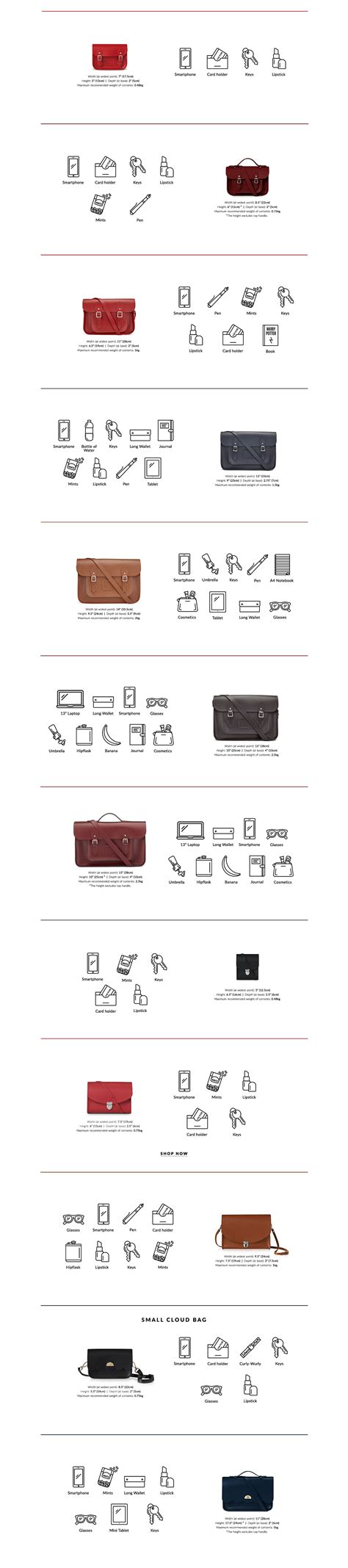What Fits In Our Bags Size Guide The Cambridge Satchel Company