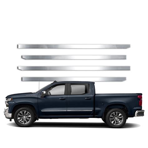 4pc 1 12 Wide Stainless Body Side Molding For 2019 21 Silverado 1500