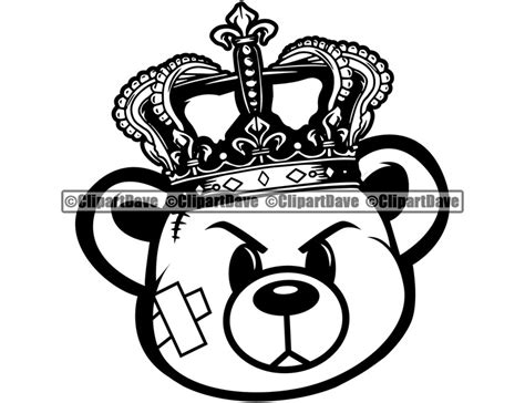 Gangster Teddy Bear King Crown Svg Design Cash Crown Dollar Sign Eyes