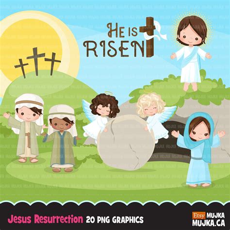 Resurrection Of Jesus Easter Clipart Religious Nativity Graphics He