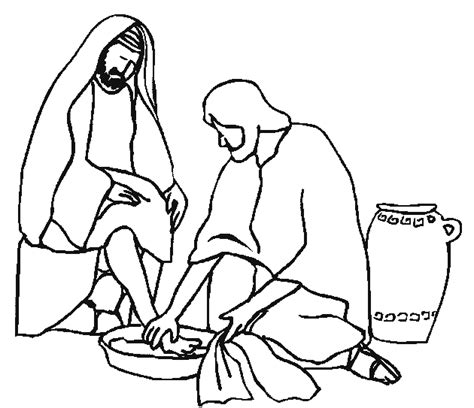 Jézus mossa a láb színezését Clip Art könyvtár Jézus Lemossa A