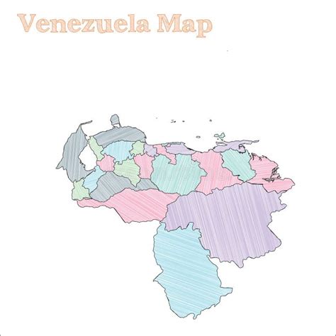 Hand Drawn Kaart Van Venezuela Vector Illustratie Illustration Of