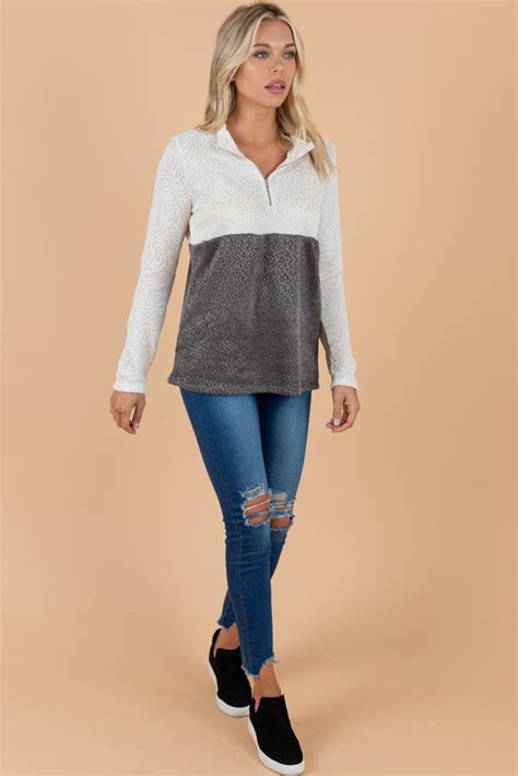 Cozy Charcoal Gray Colorblock Sweater Trendy The Mint Julep Boutique