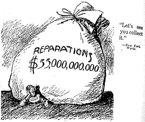 Cartoon About Reparations From The Treaty Of Versailles 1919