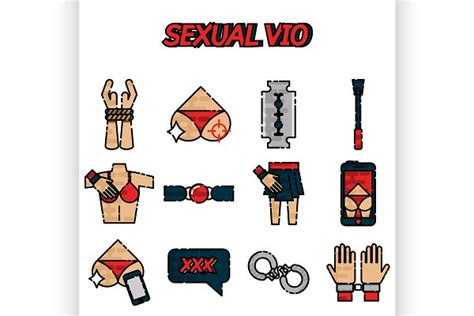 Sexual Vio Flat Icons Set Pre Designed Illustrator Graphics