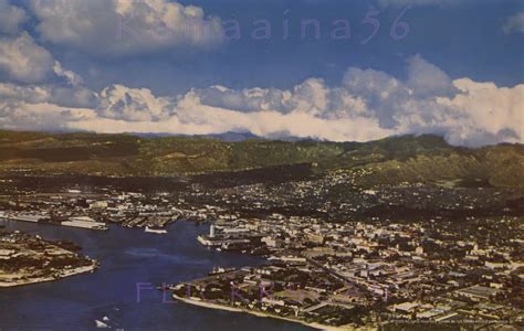 Honolulu Harbor Birdseye Early 50s Aerial View Of Honolulu Flickr