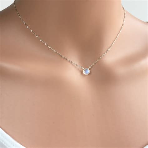 Small Rainbow Moonstone Choker Necklace June Birthstone Available