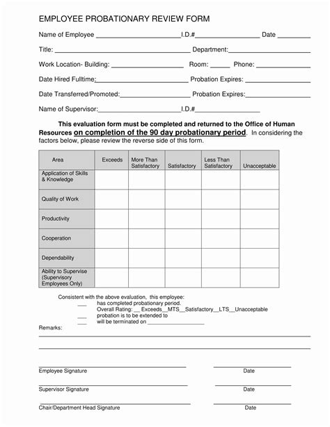 √ 20 90 Day Probationary Period Form ™ Dannybarrantes Template