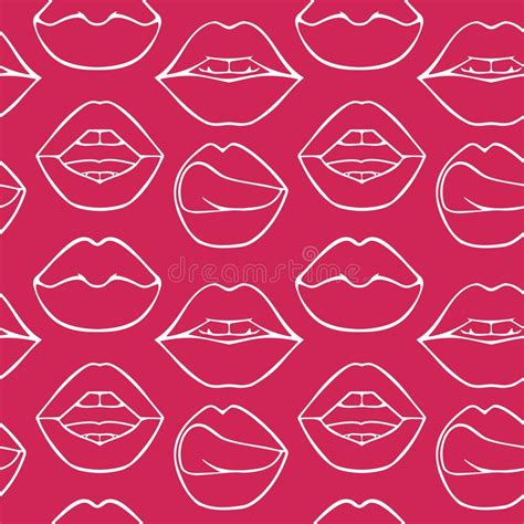 Reeks Diverse Vrouwelijke Lippen Naadloos Vectorpatroon Verschillende Sexy Lippen Vormen